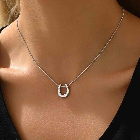 ⚡Silver Necklace for Women 18K Plated Crescent Moon Sun Horse Shoe Horn Pendant - Picture 4 of 7